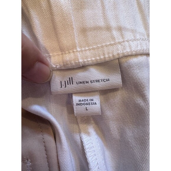 J.Jill Linen Stretch Women's White Cotton Straight Leg Pants Large Coastal NWOT - Picture 5 of 7